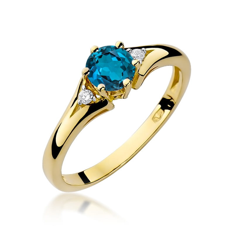 Gold Ring With London Topaz And Diamonds