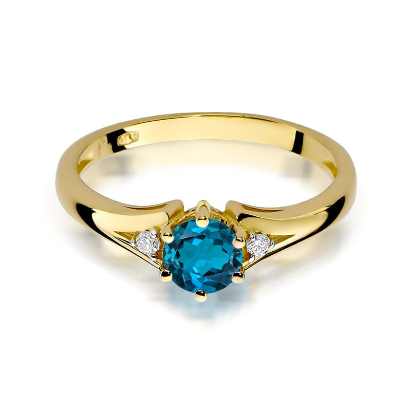Gold Ring With London Topaz And Diamonds