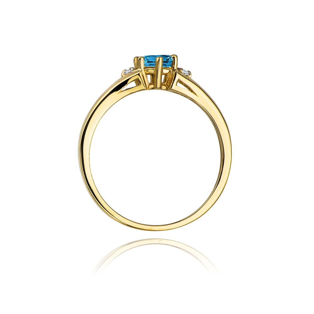Gold Ring With London Topaz And Diamonds