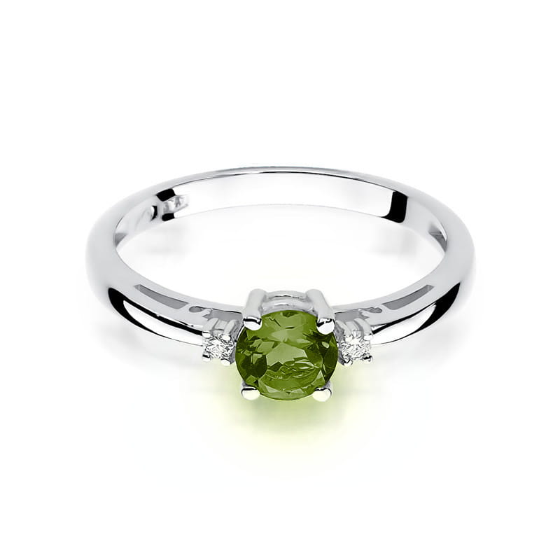Gold Ring With Peridot And Diamonds