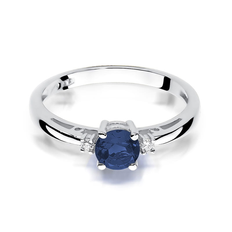 Auksinis Žiedas Su Safyru Ir Deimantais