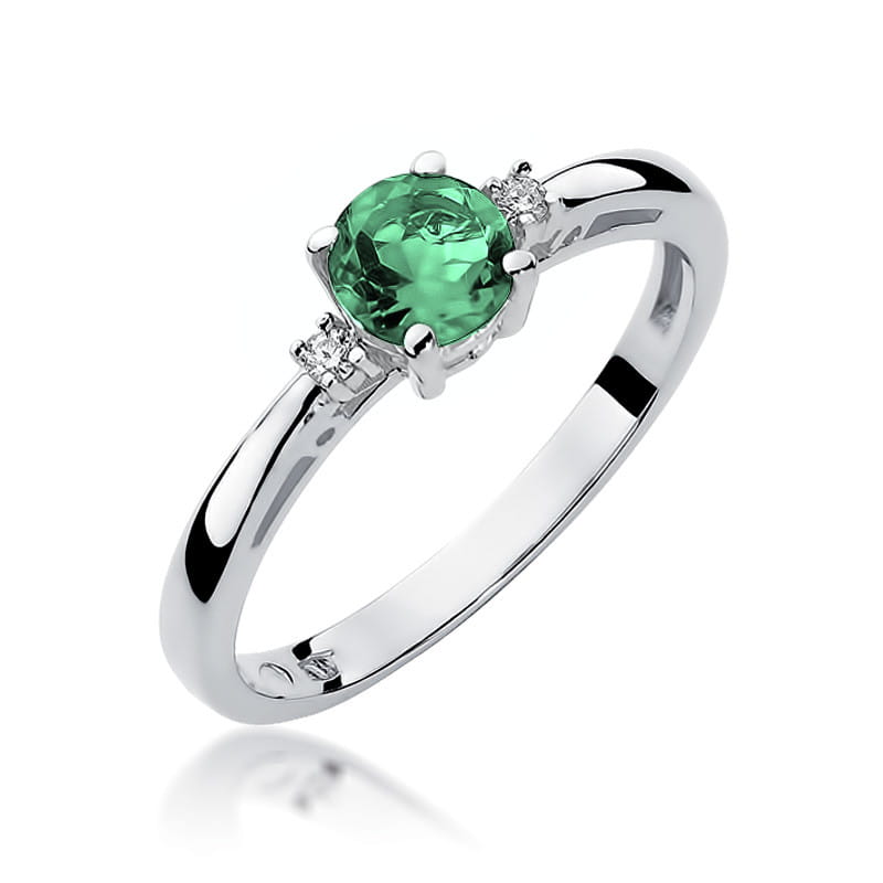 Auksinis Žiedas Su Smaragdu Ir Deimantais