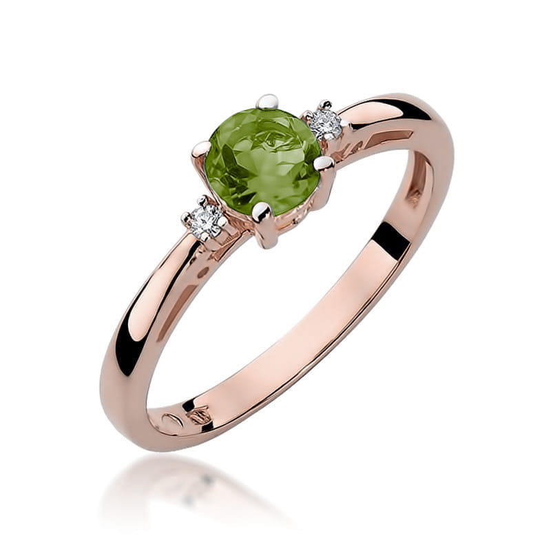 Gold Ring With Peridot And Diamonds
