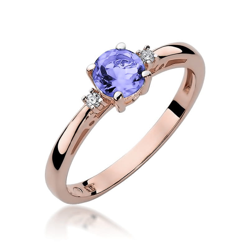 Gold Ring With Tanzanites And Diamonds