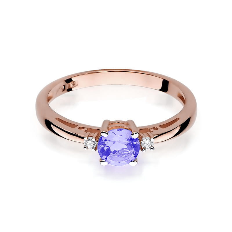 Gold Ring With Tanzanites And Diamonds