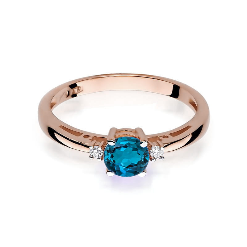 Gold Ring With London Topaz And Diamonds