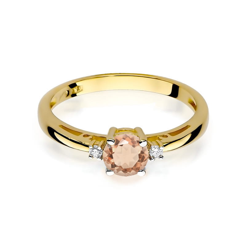 Auksinis Žiedas Su Morganitu Ir Deimantais