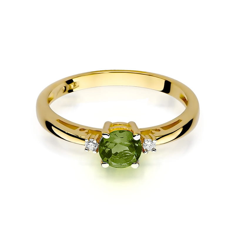 Gold Ring With Peridot And Diamonds