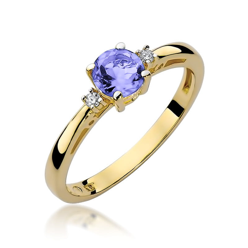 Gold Ring With Tanzanites And Diamonds