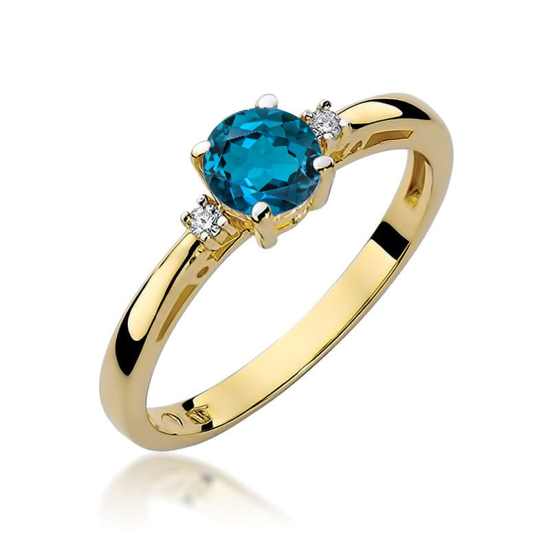 Gold Ring With London Topaz And Diamonds