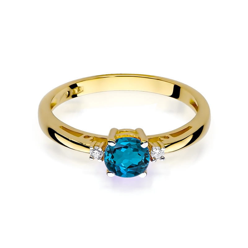 Gold Ring With London Topaz And Diamonds
