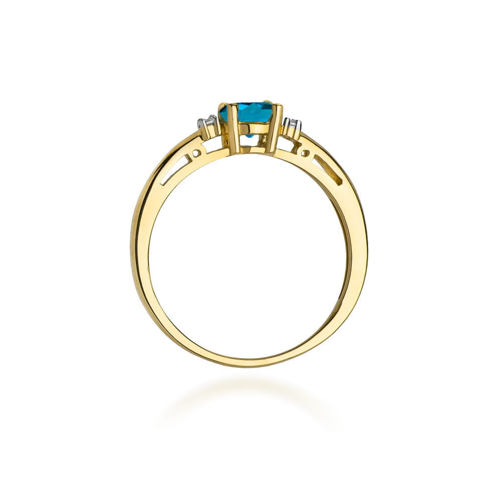 Gold Ring With London Topaz And Diamonds