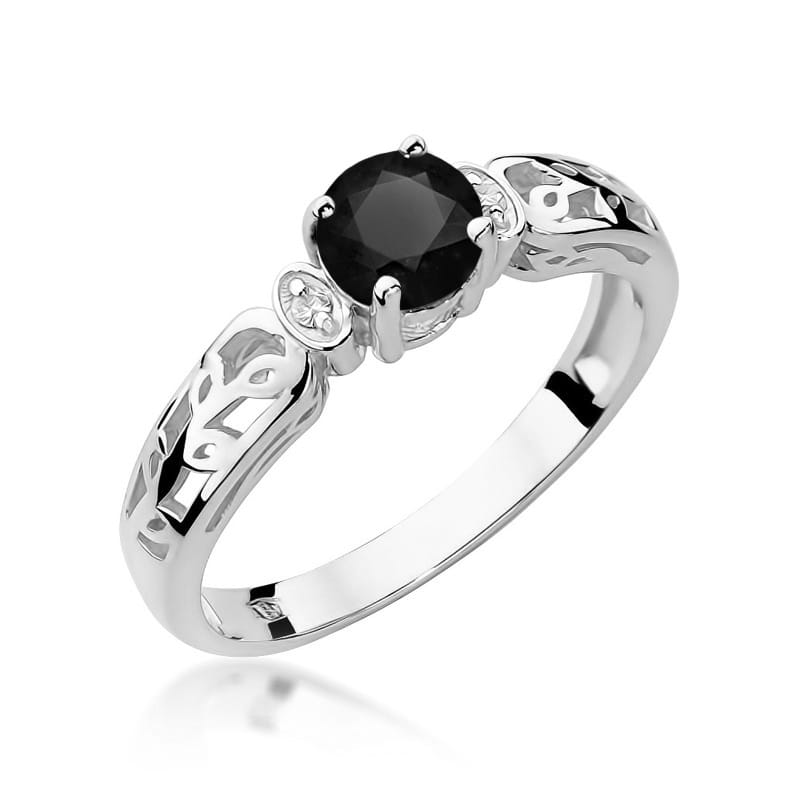 Gold Ring With Black And White Diamonds