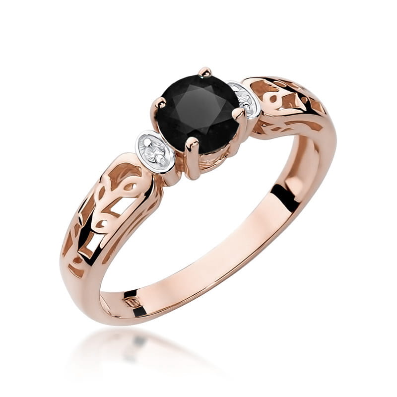 Gold Ring With Black And White Diamonds