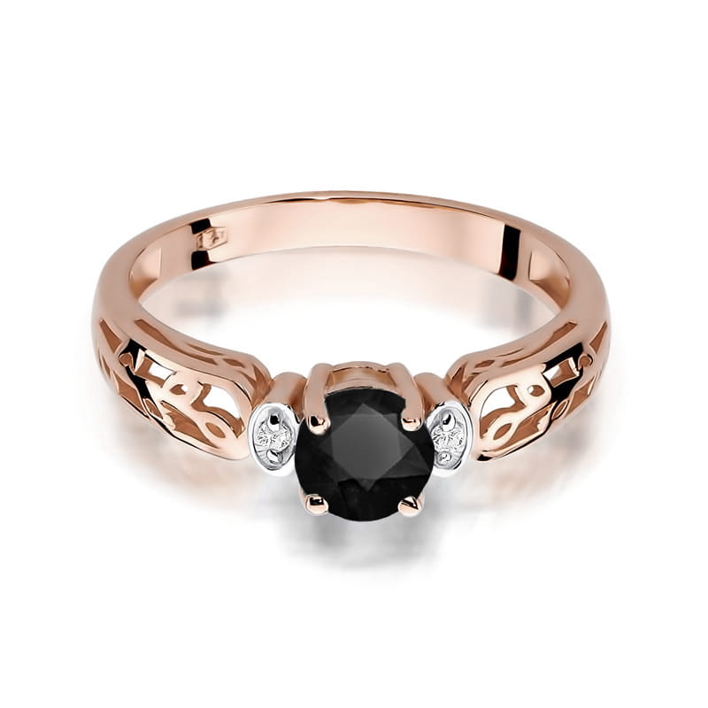 Gold Ring With Black And White Diamonds