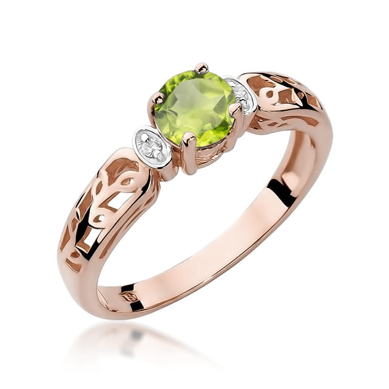 Gold Ring With Peridot And Diamonds
