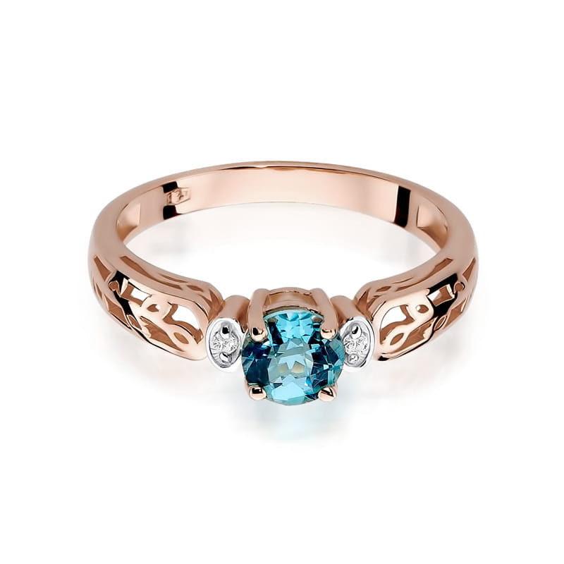 Gold Ring With Topaz And Diamonds