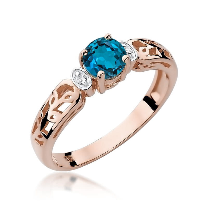 Gold Ring With London Topaz And Diamonds
