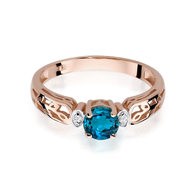 Gold Ring With London Topaz And Diamonds
