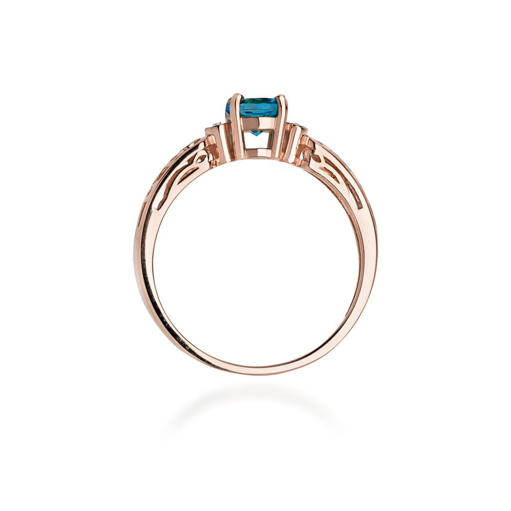 Gold Ring With London Topaz And Diamonds