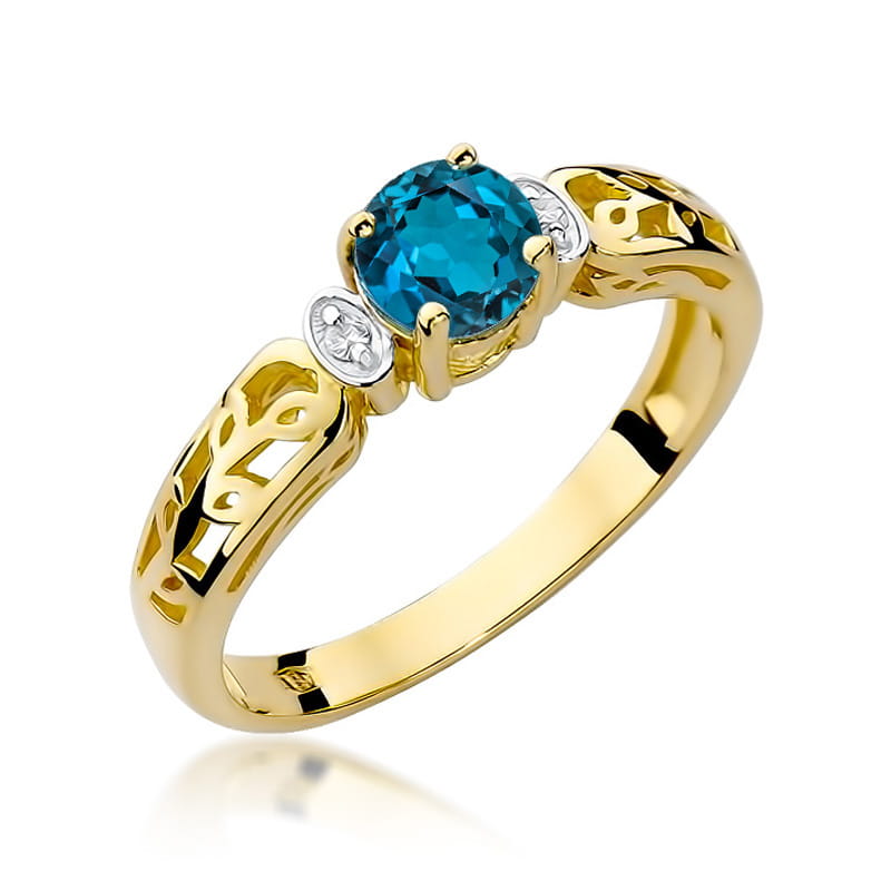 Gold Ring With London Topaz And Diamonds