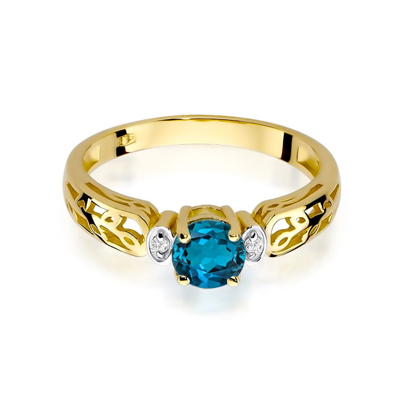 Gold Ring With London Topaz And Diamonds