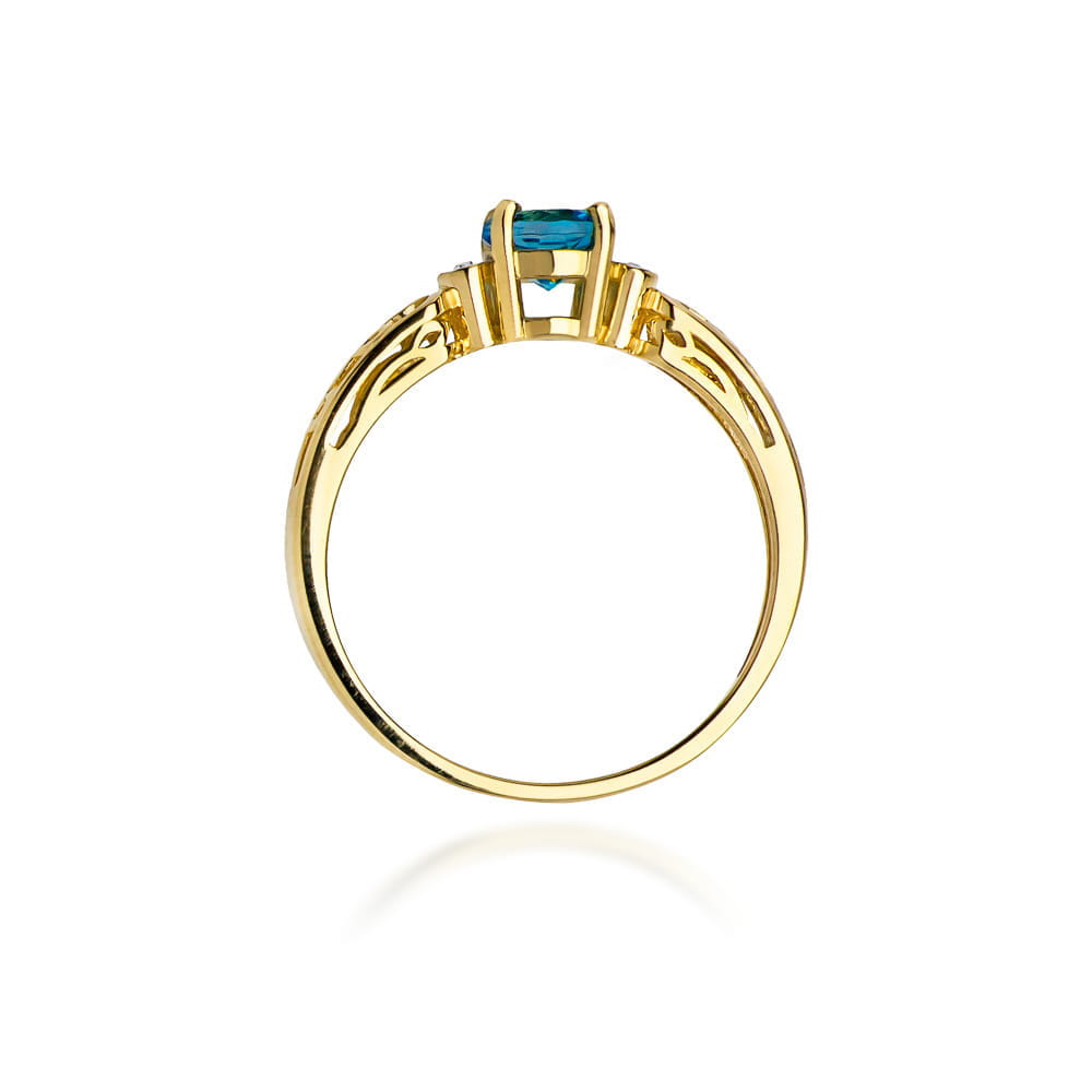 Gold Ring With London Topaz And Diamonds