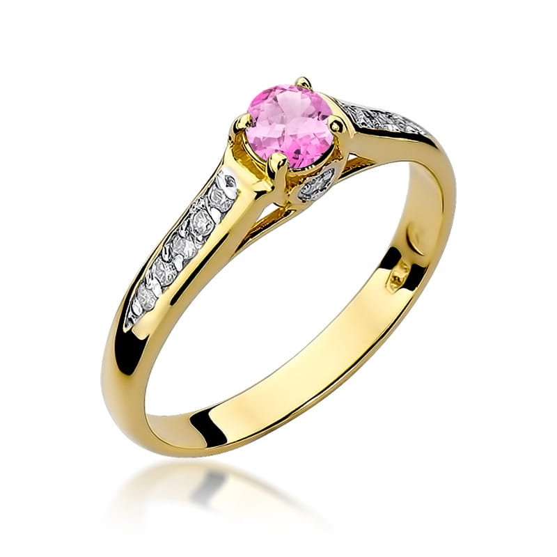 Gold Ring With Pink Topaz And Diamonds