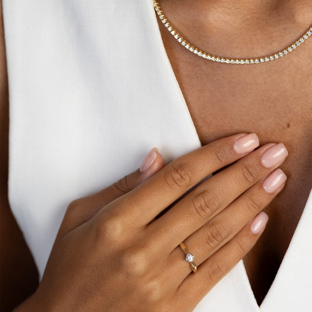 Auksinis Žiedas Su Labaratoriniu Deimantu