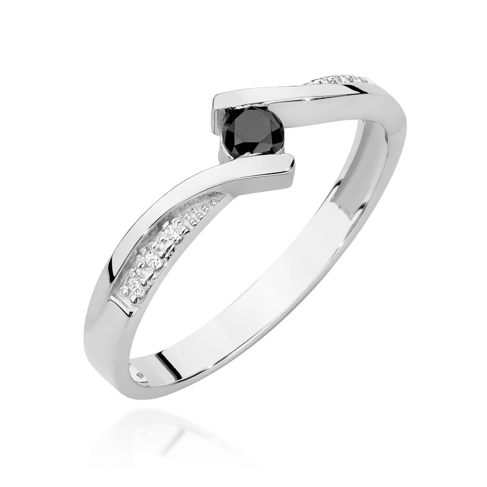 Gold Ring With Black and White Diamonds
