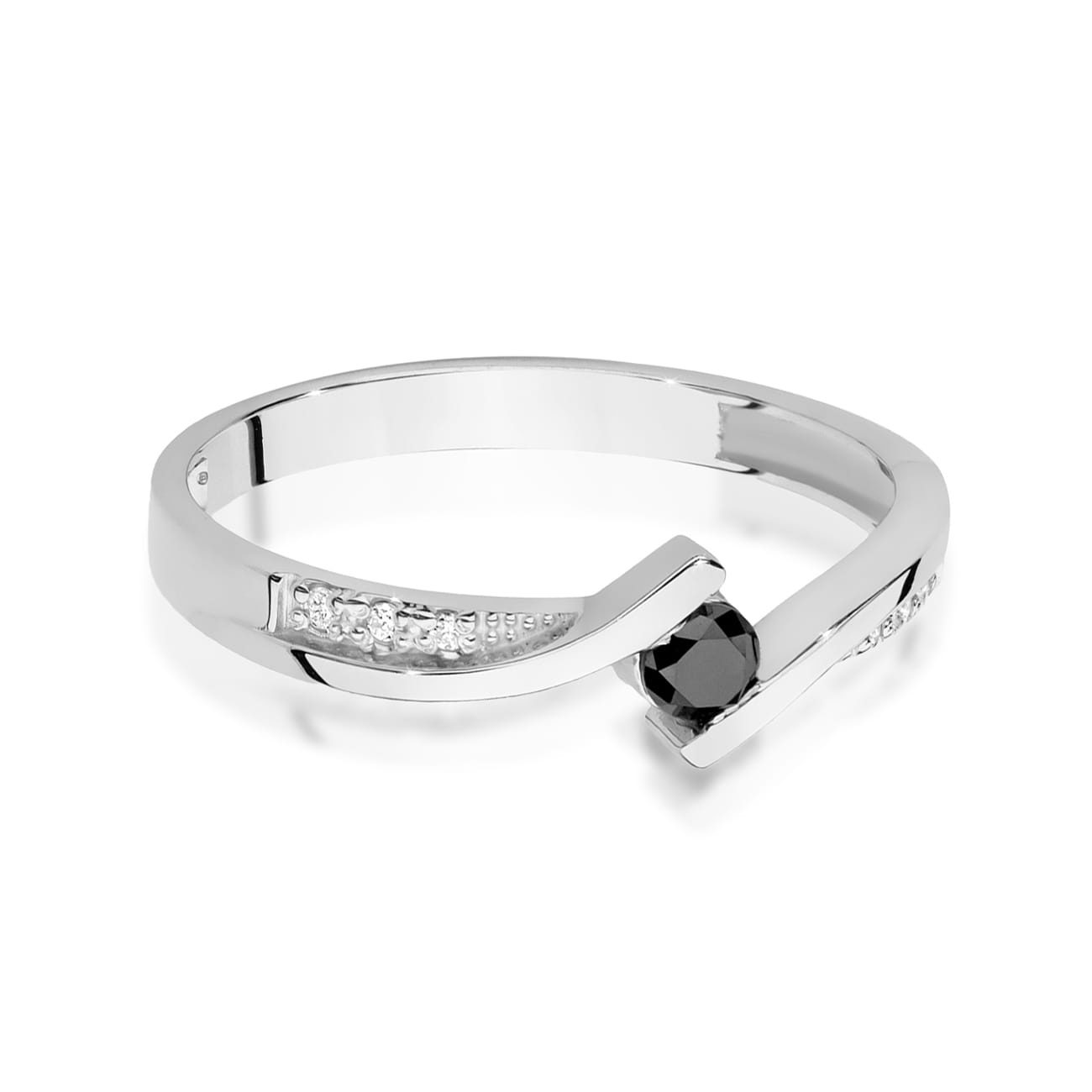 Gold Ring With Black and White Diamonds
