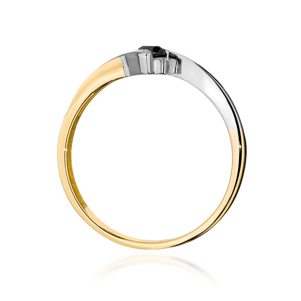 Gold Ring With Black and White Diamonds