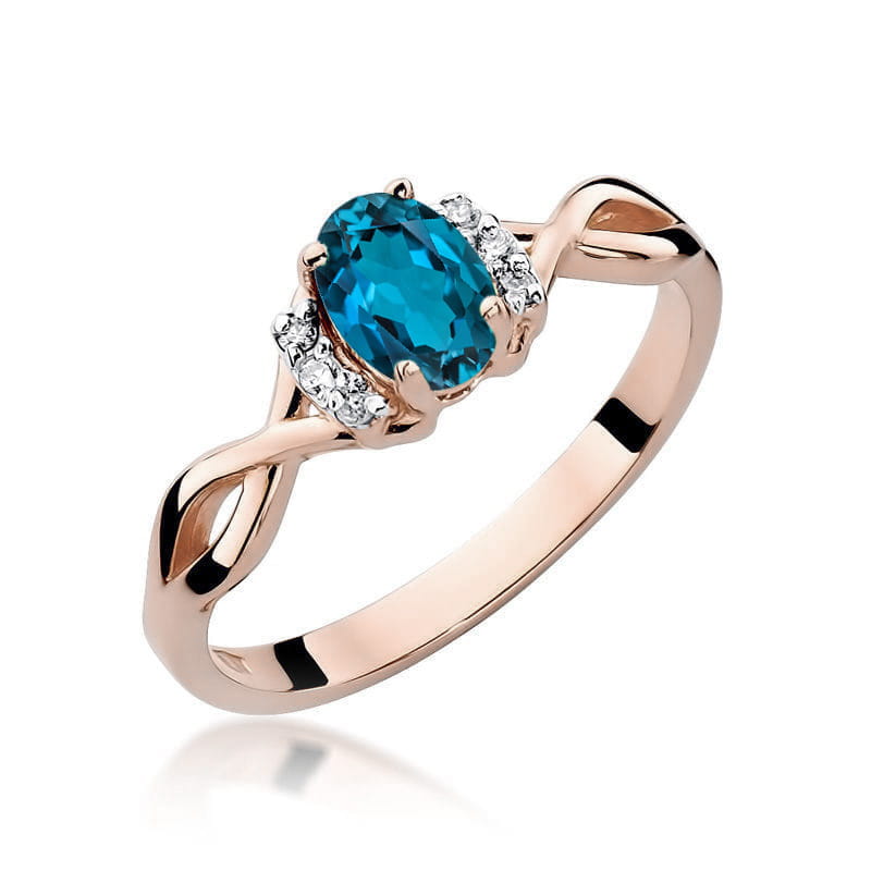 Gold Ring With London Topaz And Diamonds