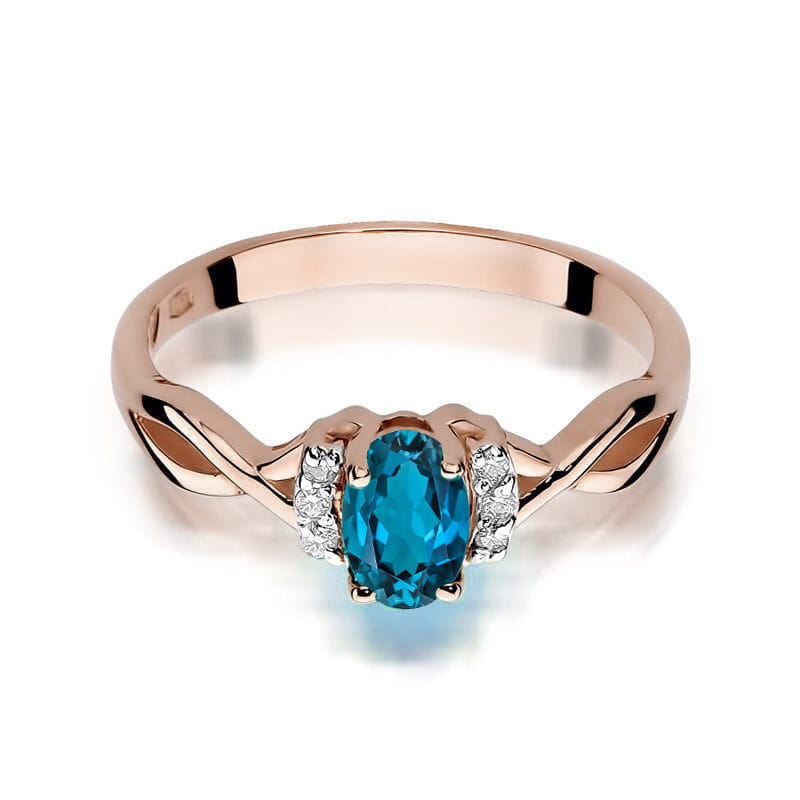 Gold Ring With London Topaz And Diamonds