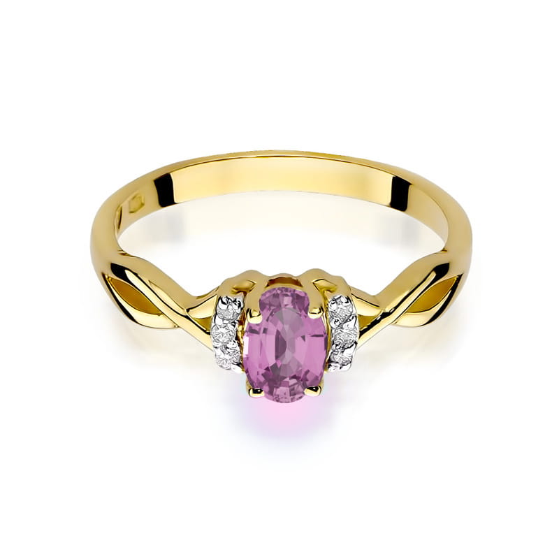 Gold Ring With Pink Sapphire And Diamonds