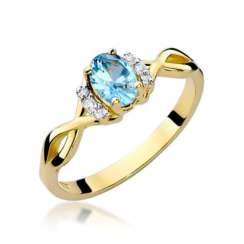 Gold Ring With Topaz And Diamonds