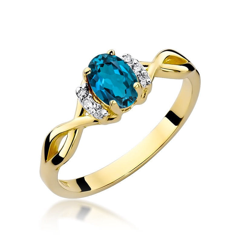 Gold Ring With London Topaz And Diamonds