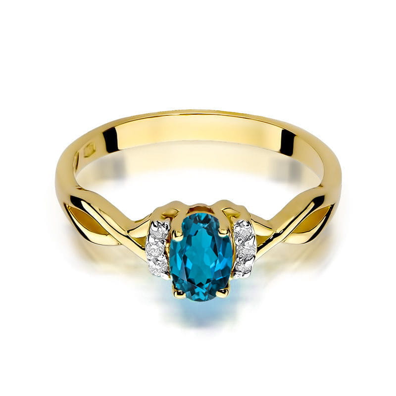 Gold Ring With London Topaz And Diamonds