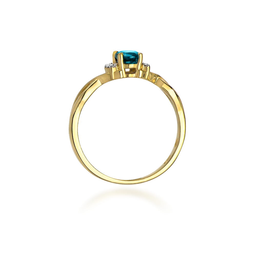 Gold Ring With London Topaz And Diamonds