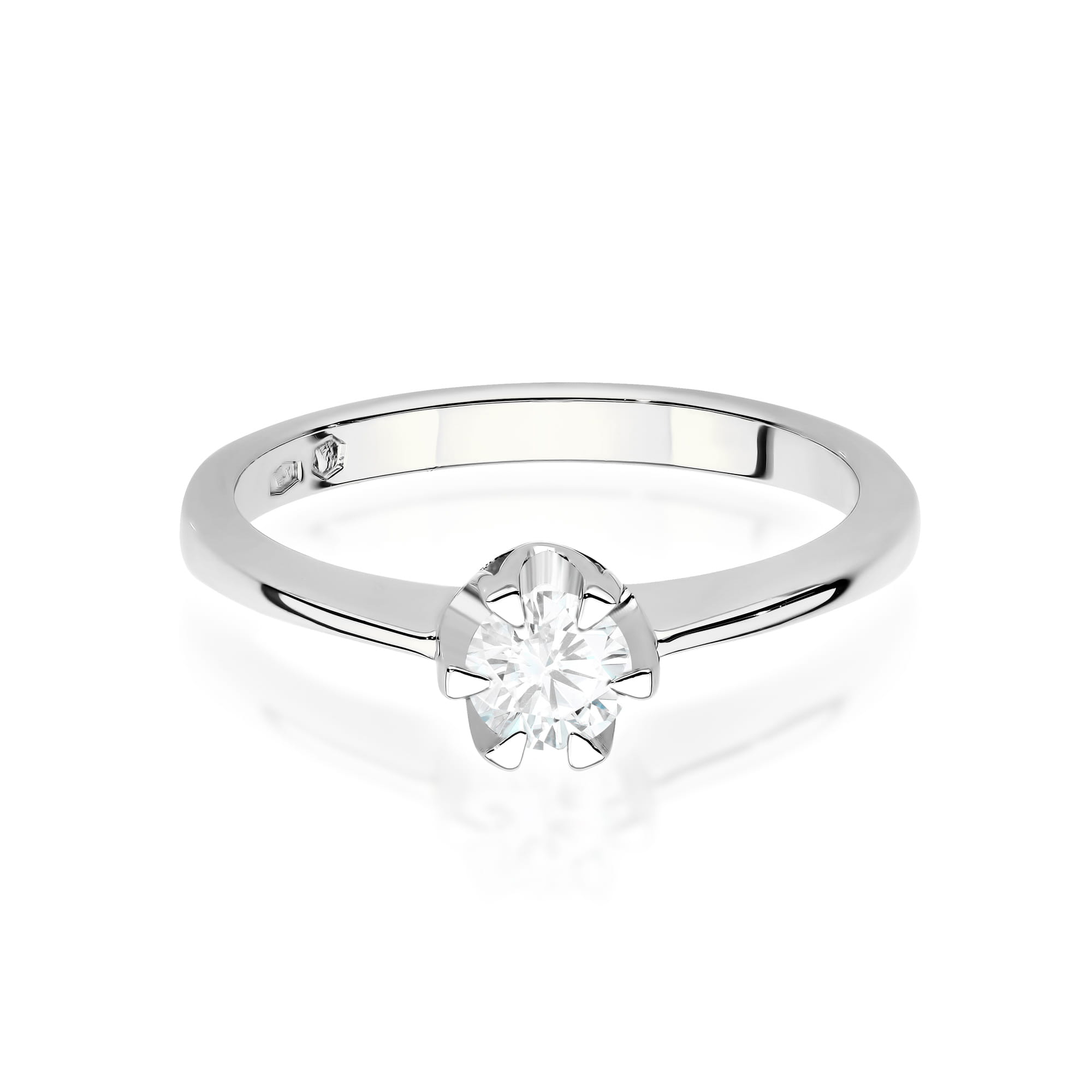 Auksinis Žiedas Su Labaratoriniu Deimantu