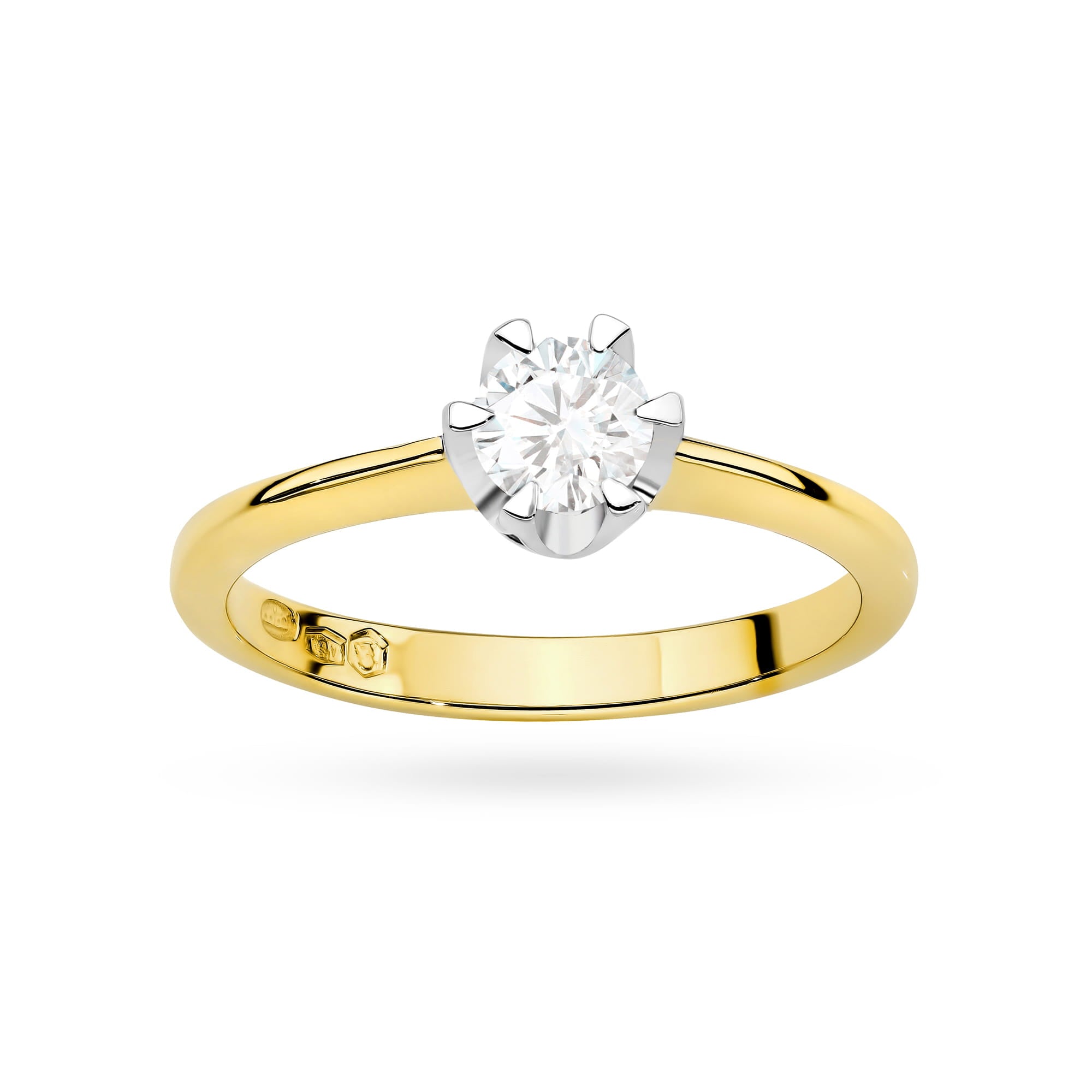 Auksinis Žiedas Su Labaratoriniu Deimantu