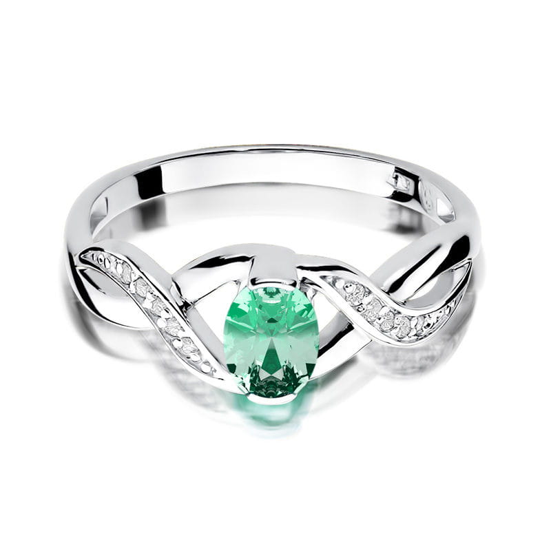 Auksinis Žiedas Su Smaragdu Ir Deimantais