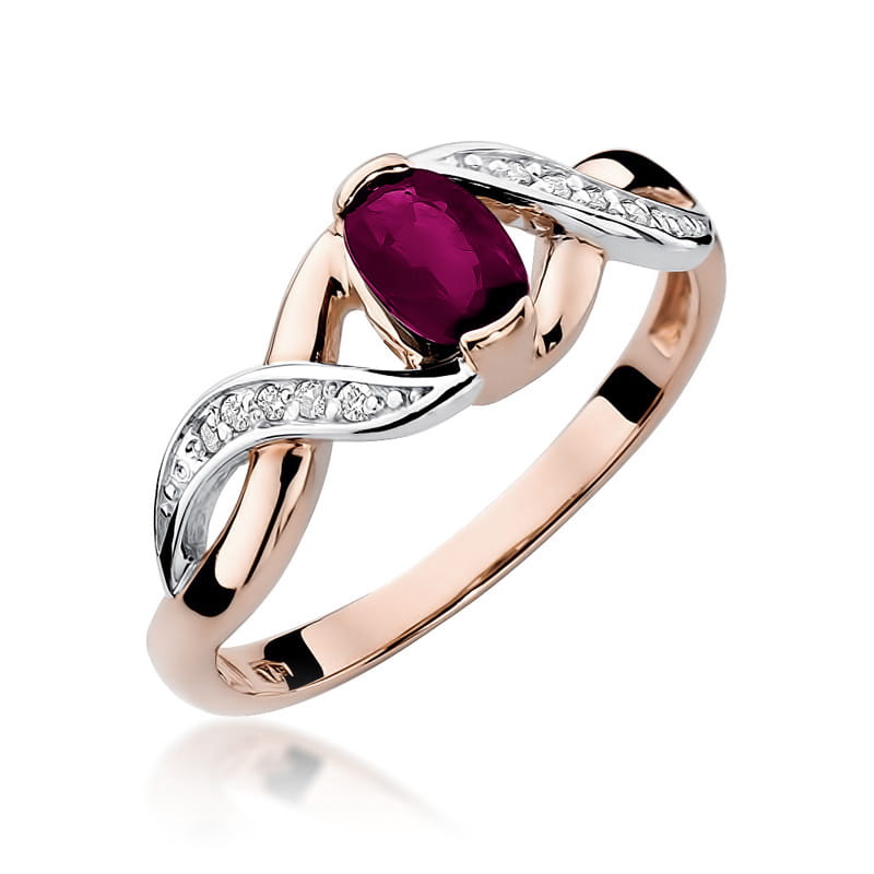 Gold Ring With Rhodolite And Diamonds