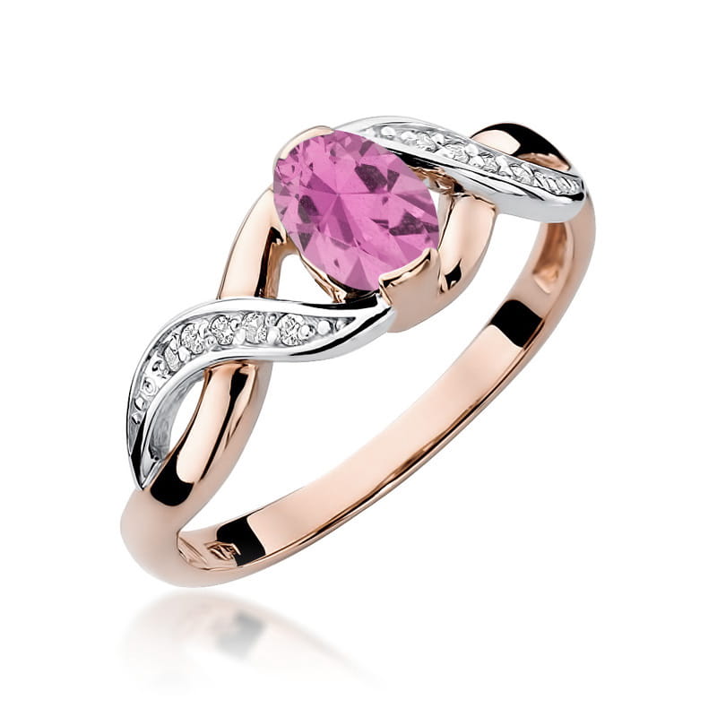 Gold Ring With Pink Sapphire And Diamonds