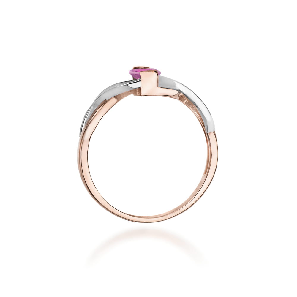 Auksinis Žiedas Su Rožiniu Safyru Ir Deimantais