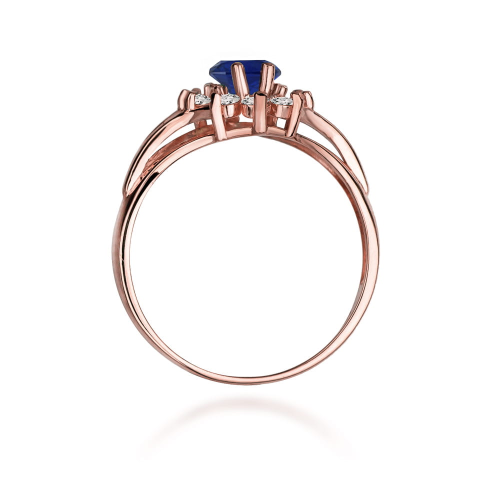 Auksinis Žiedas Su Safyru Ir Deimantais