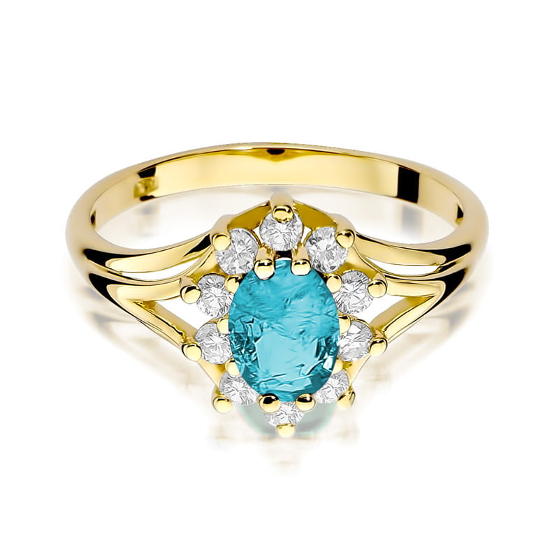 Gold Ring With Topaz And Diamonds