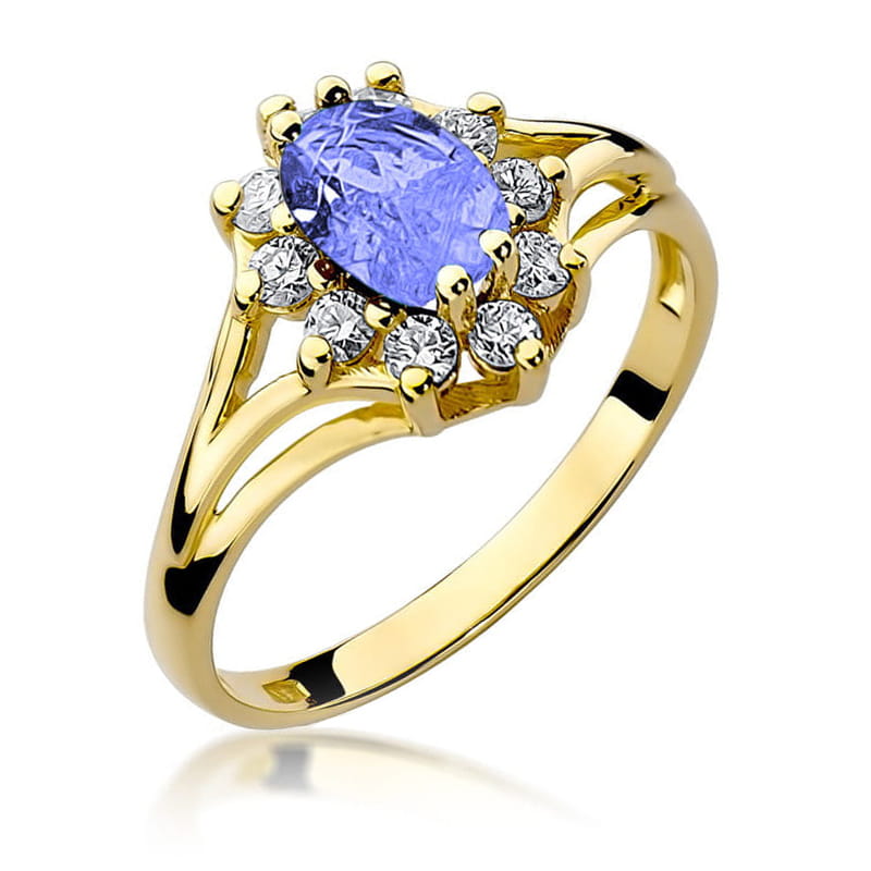 Gold Ring With Tanzanite And Diamonds