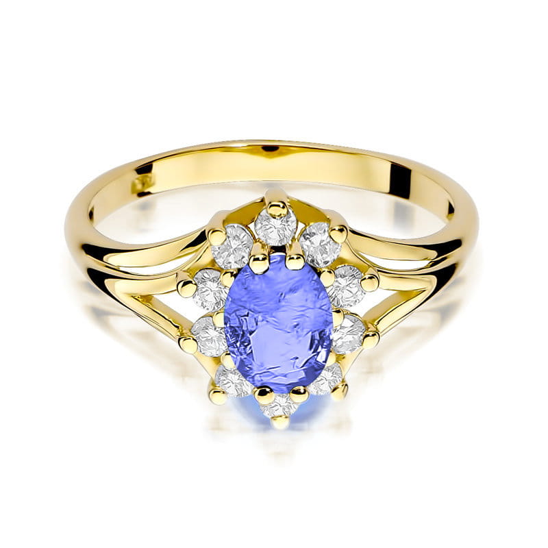 Gold Ring With Tanzanite And Diamonds