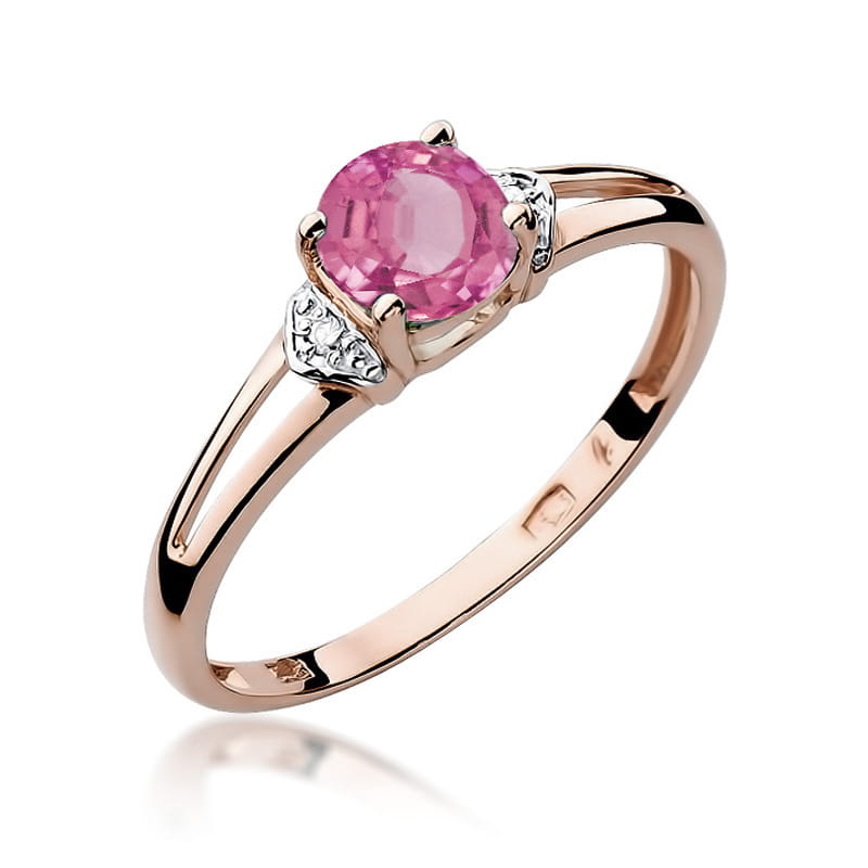 Gold Ring With Pink Topaz And Diamonds